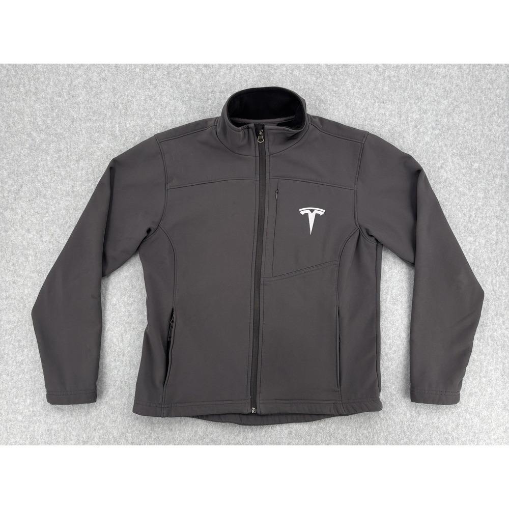Tesla Employee Soft Shell Jacket Gray Full Zip Fleece Lined Men's S‎